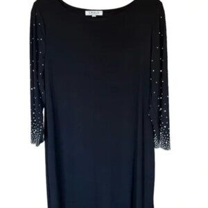 CHAUS NY Black Holiday Dress -Size Large-Pearls/Rhinestone Detail